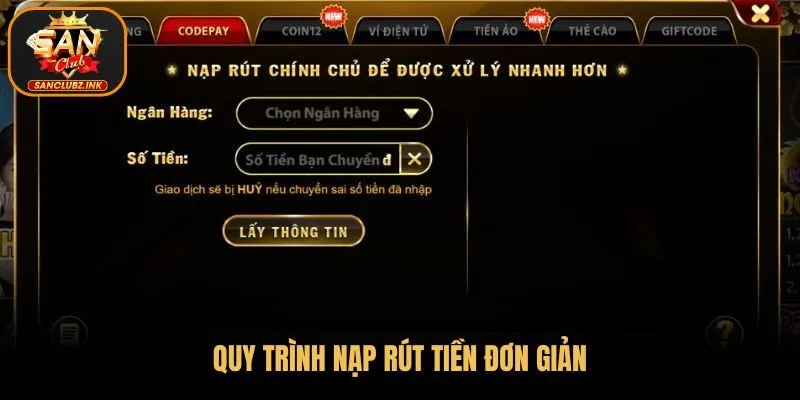 Quy trình nạp và rút tiền tại cồng game